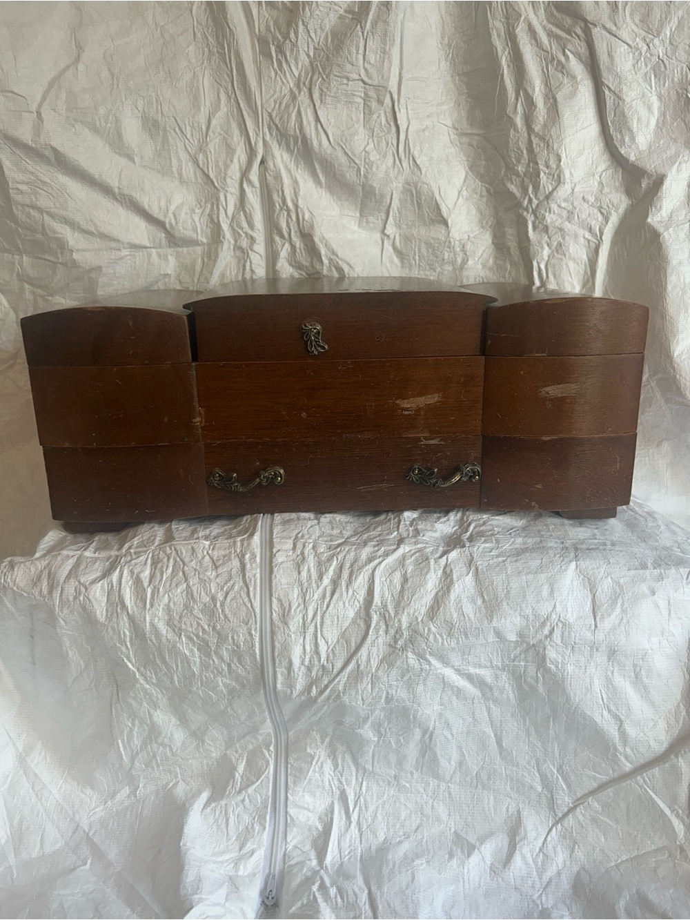 Vintage Wooden Jewelry Box Organizer in Brown